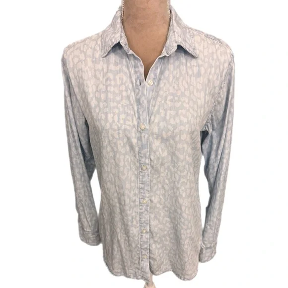 Pistola Evie Designer Button Up Blouse Shadow Leopard Size S Top MSRP $161 - Picture 5 of 13